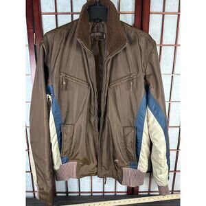 Vintage Brown Groggy jacket Men;s Large with blue, white, and beige Y2K 80's